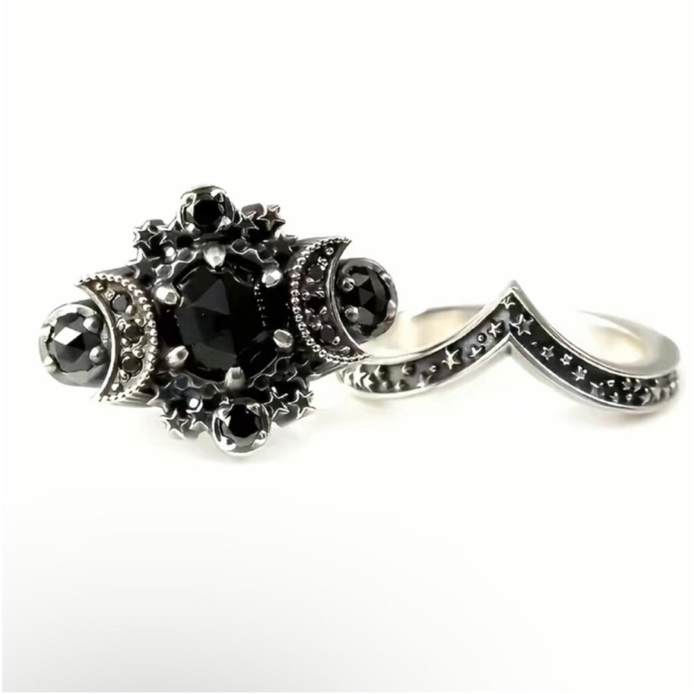 Women’s Triple goddesses maiden mother &Crone Ring Set Wiccan Full Waning Moons - Picture 3 of 5